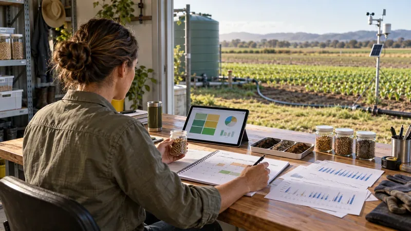 原创概念图:农业管理人员结合天气资料和田间监测制定生产计划